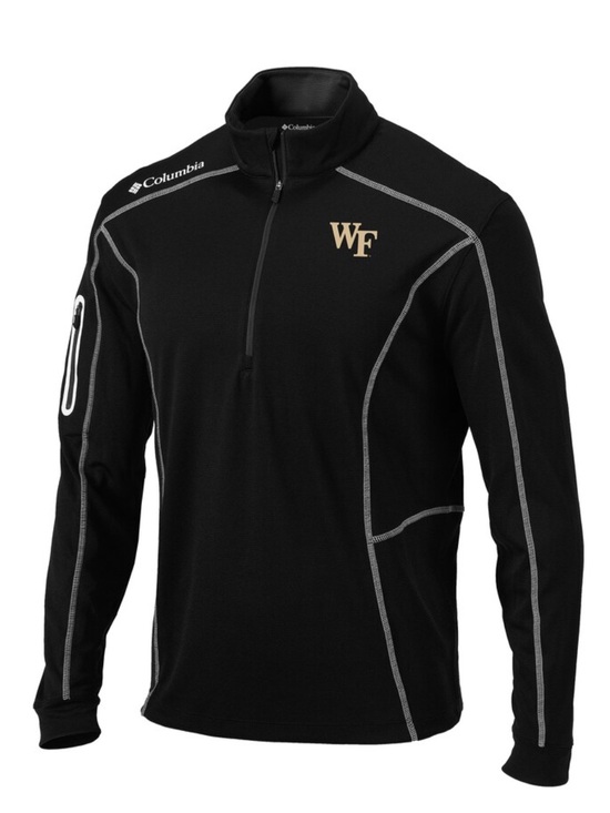 Columbia Golf Black Lightweight Mens Quarterzip With Wake Forest Logo